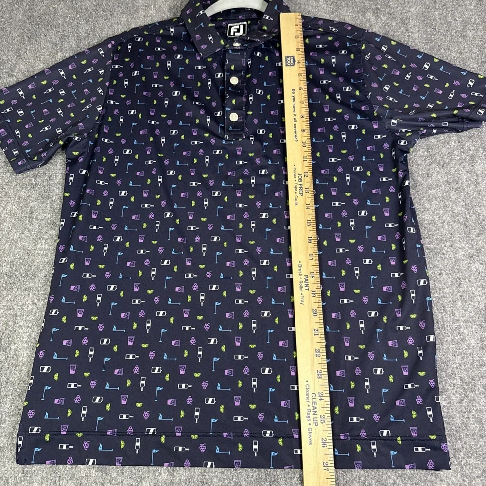 Footjoy Polo Shirt Mens M Transfusion AOP Performance Golf Cocktails Wine EUC - Picture 7 of 7
